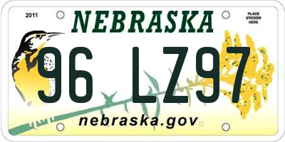 NE license plate 96LZ97