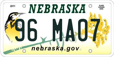 NE license plate 96MA07