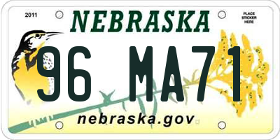 NE license plate 96MA71