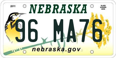 NE license plate 96MA76