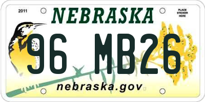 NE license plate 96MB26