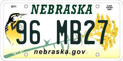 NE license plate 96MB27