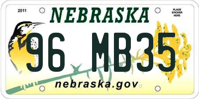 NE license plate 96MB35