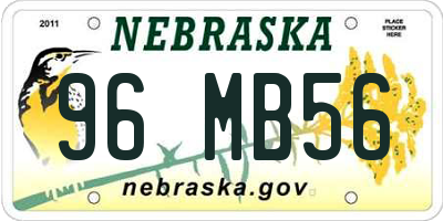 NE license plate 96MB56
