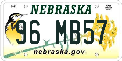 NE license plate 96MB57