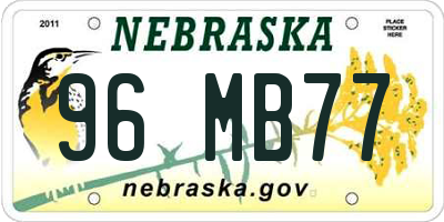 NE license plate 96MB77