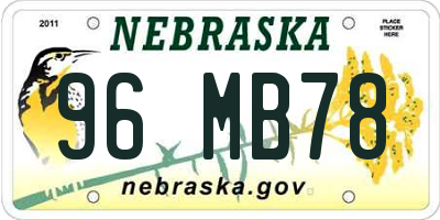 NE license plate 96MB78