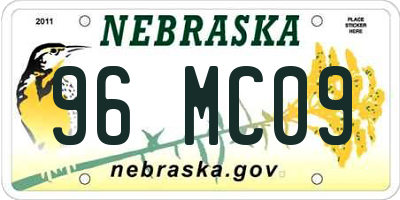NE license plate 96MC09