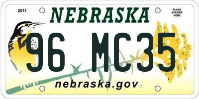 NE license plate 96MC35