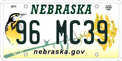 NE license plate 96MC39