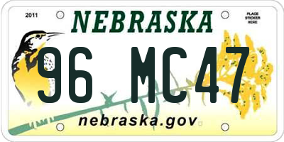 NE license plate 96MC47