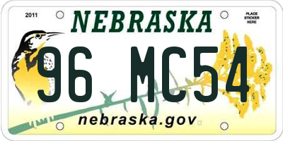 NE license plate 96MC54