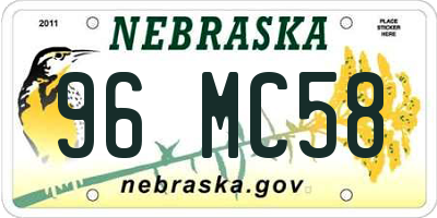 NE license plate 96MC58