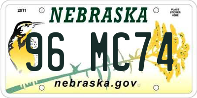 NE license plate 96MC74