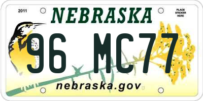 NE license plate 96MC77