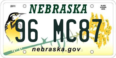 NE license plate 96MC87