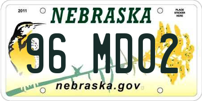 NE license plate 96MD02