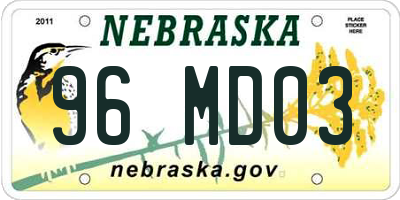 NE license plate 96MD03