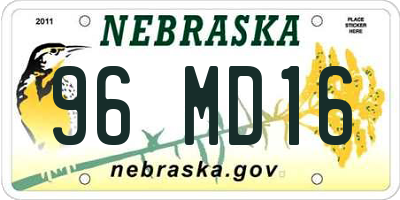 NE license plate 96MD16