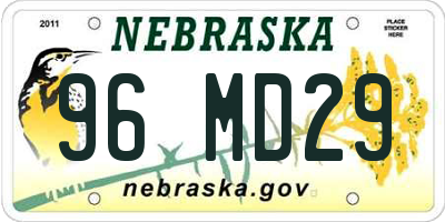 NE license plate 96MD29