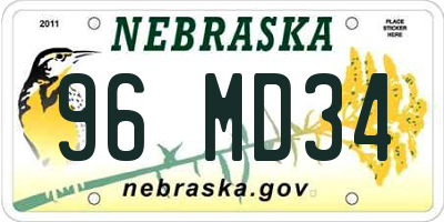 NE license plate 96MD34