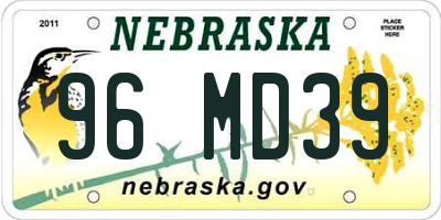 NE license plate 96MD39
