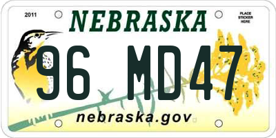 NE license plate 96MD47
