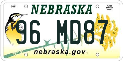 NE license plate 96MD87