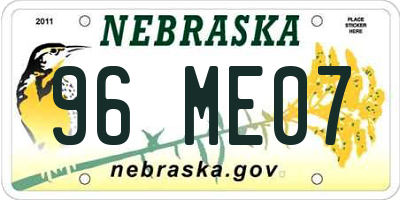 NE license plate 96ME07