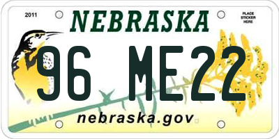 NE license plate 96ME22