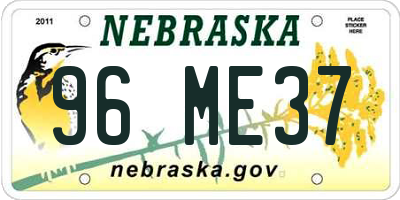 NE license plate 96ME37