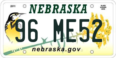 NE license plate 96ME52