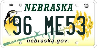 NE license plate 96ME53