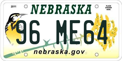 NE license plate 96ME64