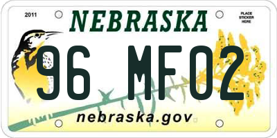 NE license plate 96MF02