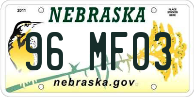 NE license plate 96MF03