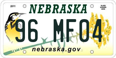 NE license plate 96MF04