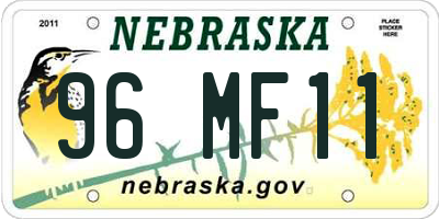 NE license plate 96MF11