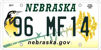 NE license plate 96MF14