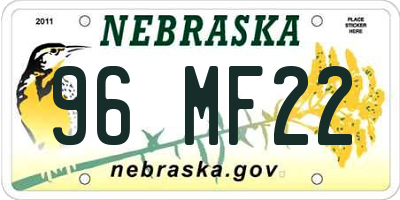 NE license plate 96MF22