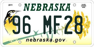 NE license plate 96MF28