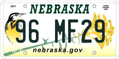 NE license plate 96MF29