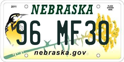 NE license plate 96MF30