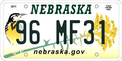 NE license plate 96MF31