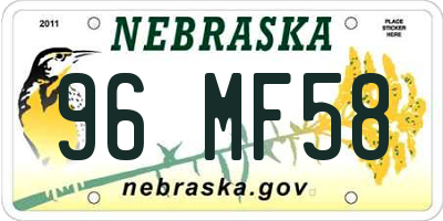 NE license plate 96MF58