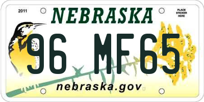 NE license plate 96MF65
