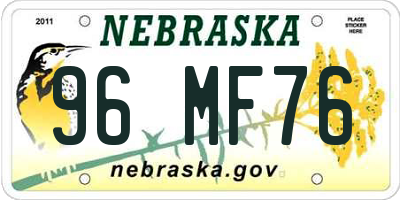 NE license plate 96MF76