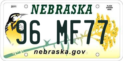 NE license plate 96MF77
