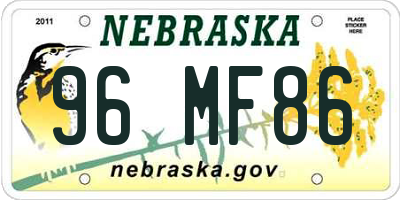 NE license plate 96MF86