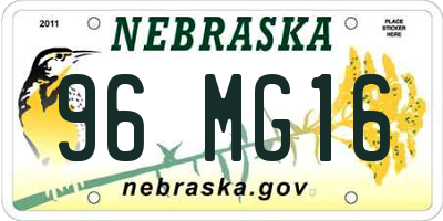 NE license plate 96MG16
